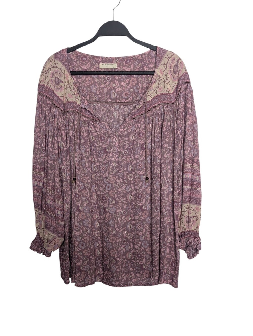 Spell & The Gypsy Collective Purple Floral Paisley Bohemian Blouse Size Large - Picture 2 of 10